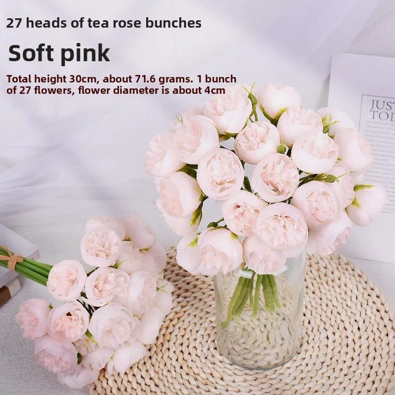 

Fake Flower 27 Heads Peony Handle Bouquet Raffia Dream Camellia Rose Ins Wind Simulation Flower Manufacturer