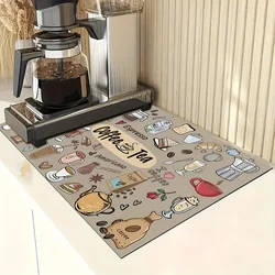 Drain Mat Coffee Machine Absorbent Rubbermat Kitchen Counter Bar Supplies Hiding Stains Protecting Cutlery Fashion Retro Design