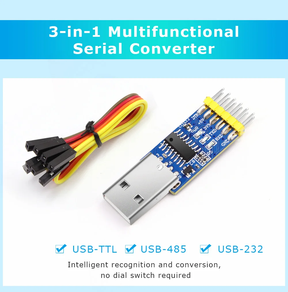 WitMotion USB-UART 6-In-1 Converter, Multifunctional USB-TTL/RS485/232, TTL-RS232/485,232-485)Serial Adapter, CH340/ CP2102 Chip