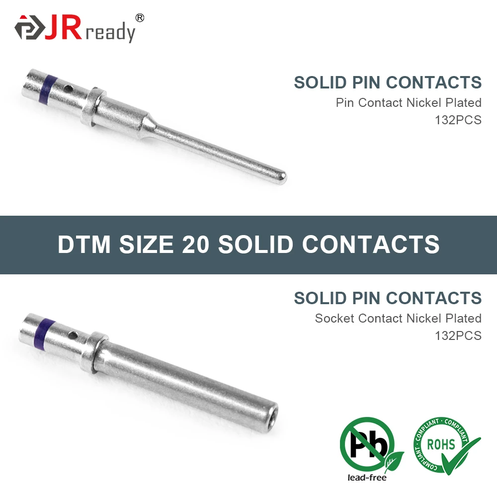 JRready ST6332 Deutsch DTM Connector Kit, 2 3 4 6 8 12 Pin Gray Waterproof DTM Connectors, Size 20 Solid Contact 16-22AWG