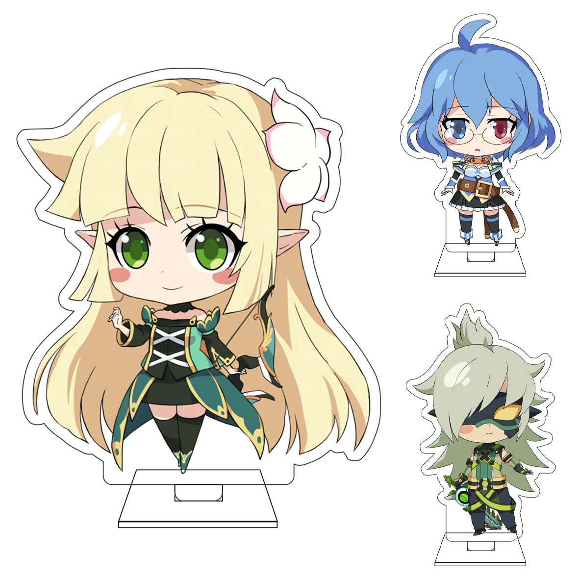 10CM Anime GrandChase Cosplay Niedliche Acryl-Figur Standplatte Amy Less Elesis Ornamente Geschenke