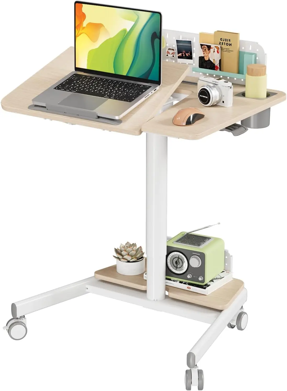 worker Mobile Standing Desk with 60° Tiltable Desktop, 28