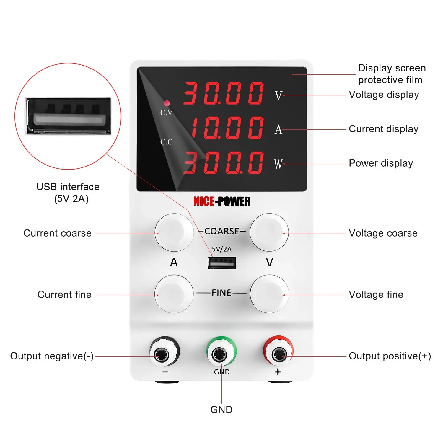 Factory price sps3010 Variable DC Power Supply 30V 10A Switching Power Supply Precision Digital Adjustable Laboratory Test Power