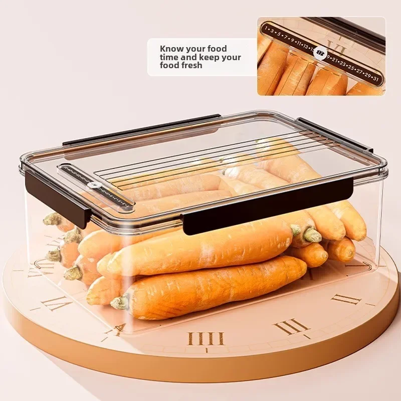 

refrigerator storage box food grade dust-proof with lid, fresh-keeping box for fruits vegetables, enlarged thickened storage box