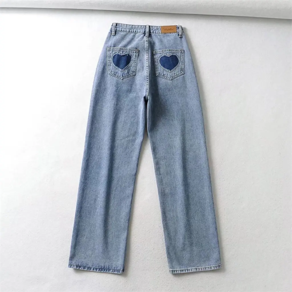 

YPFF женские свободные прямые джинсовые брюки с высокой талией, осенняя модная одежда с карманами в европейском и американском стиле