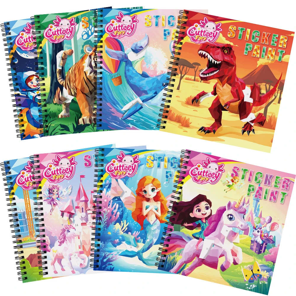 

1/2/4/6PCS Paint By Sticker For Kids Educational Toys Children's Busy Sticker Book By Number Sticker Puzzle Book With Story