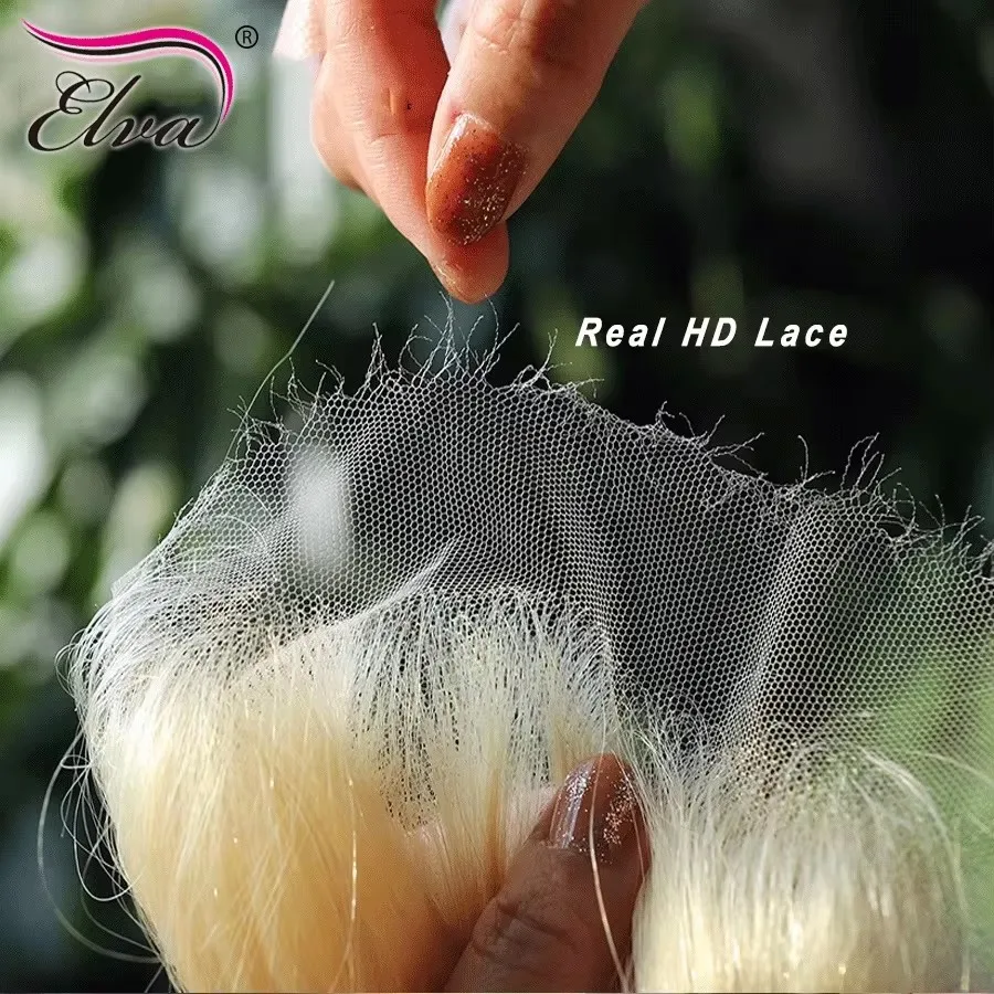 

Накладка для волос Elva Hair HD Lace Frontal 13x6 613, полностью прямая, из натуральных человеческих волос, с эффектом слияния с кожей, 5x5, HD Lace Closure Only