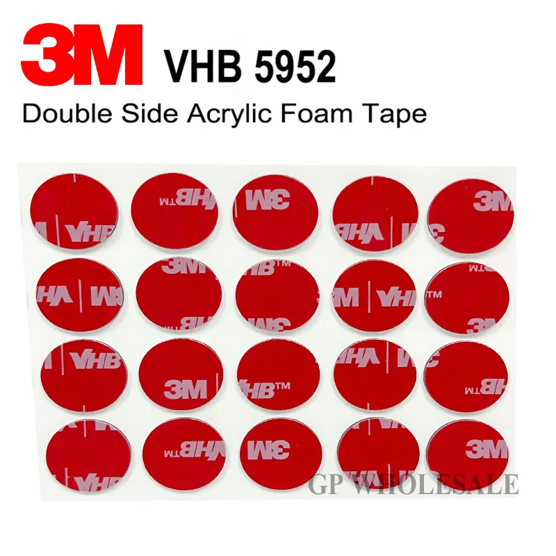 

40pcs Double-Sided 3M 3M VHB 5952 15mm Round Self Adhesive Sticker Sticky Pad Mounting Tape for Dash Cam/ GoPro