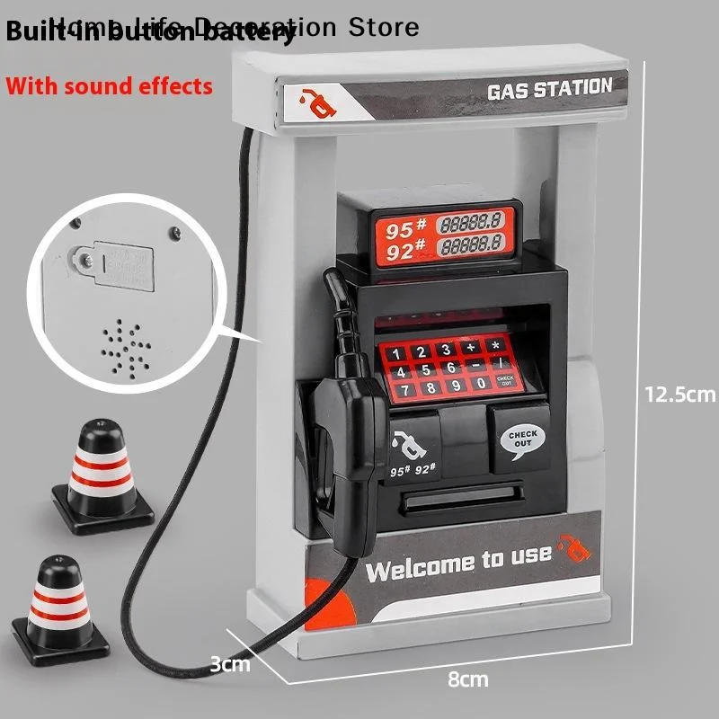 【TG】1 Set Realistic Miniature Model Playset With Roadblocks Interactive Educational Toy DIY Simulation Gas Station Toys