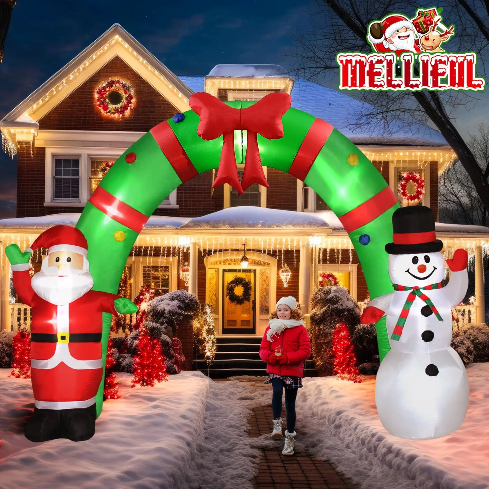 

Christmas Inflatable Santa Claus Outdoor Decoration for Yard Weatherproof Vacation Holiday Party Decor for Garden Lawn