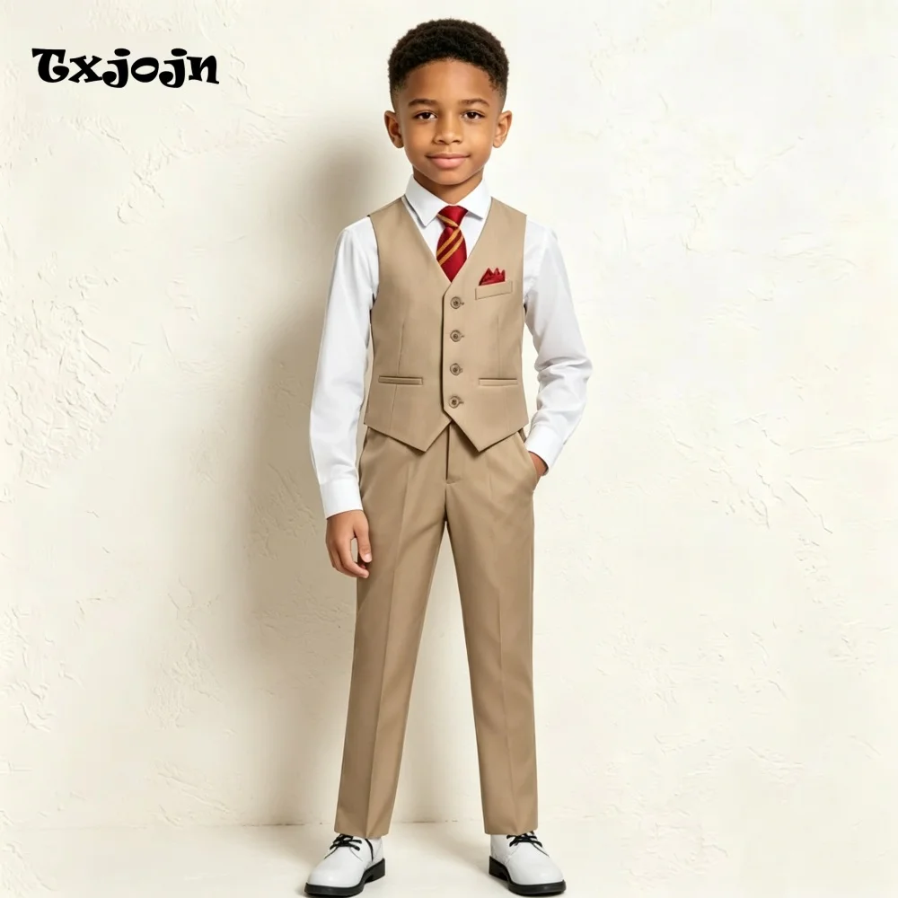 Formal Boys Suit Classic Wedding Tuxedos 2-piece Set Trend Vest & Pants Single Breasted Waistcoat Pants for Party
