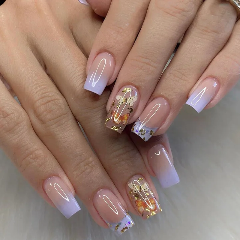 24 Stück 3D-gepresste Nägel, Kirschnagelprägung, Sommernägel, süße Nägel, künstliche Nägel, günstige Nageldressung, afrikanische Nägel