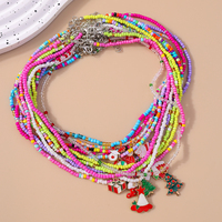 Aihua Mix 7pcs Merry Christmas Necklace for Women Girls Santa Claus Deer Bell Christmas Tree Pendant Necklace New Year Gifts