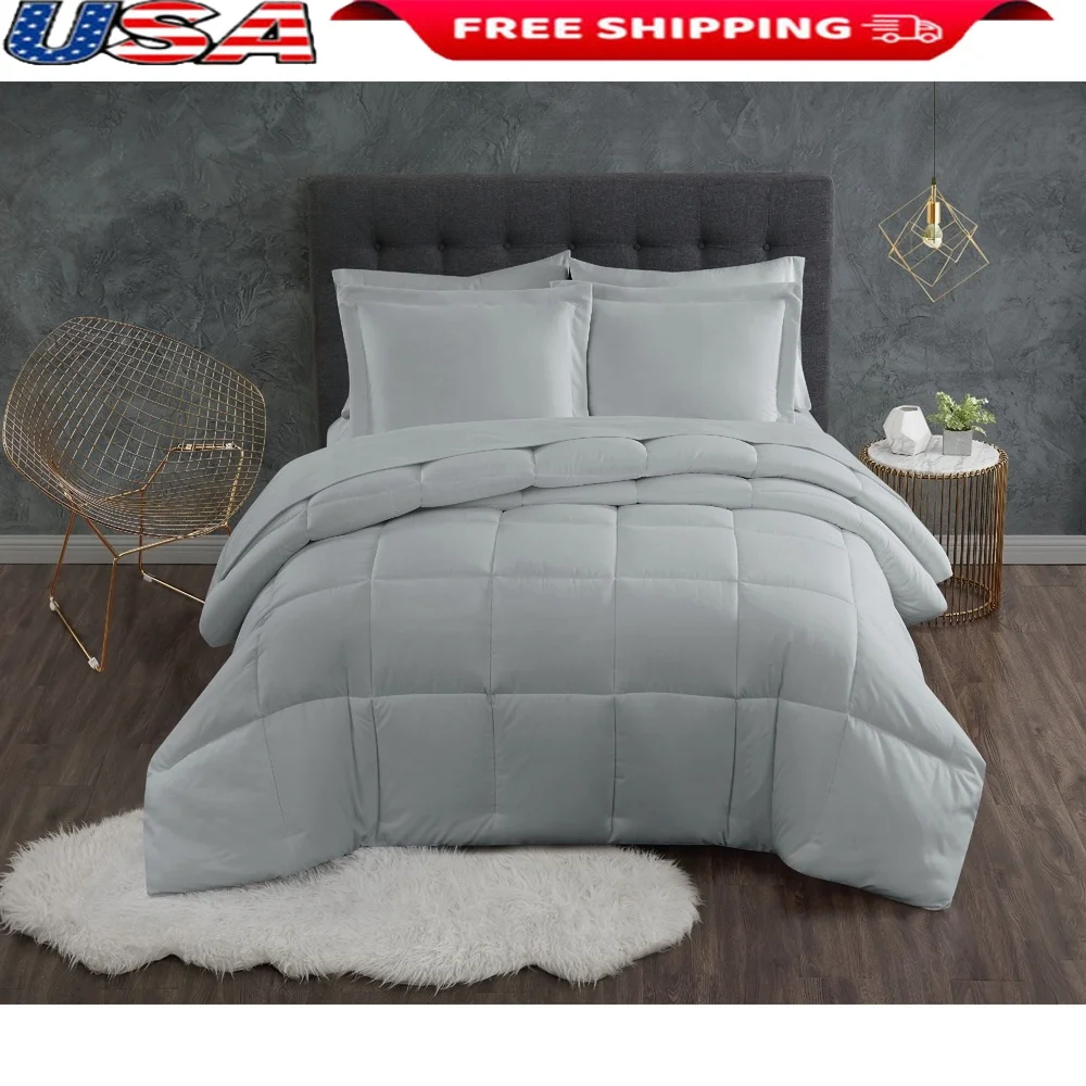 

Antimicrobial Hypoallergenic 3-Piece Comforter Set Full Queen Bed Soft Microfiber Polyester Fill Odor Control Sleep Enhancements
