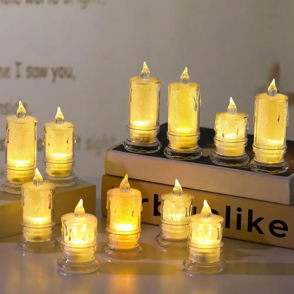 

24Pcs Clear Electronic Candle Lamp Battery Operated Desktop Mini Flameless Candle LED Night Light Birthday Gift Party Decoration