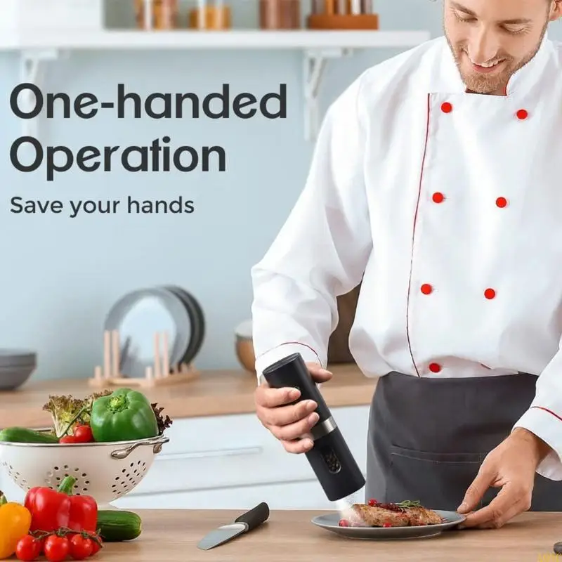 A0NC Pepper Mill Mill Automatic Salt Pepper Mill مع مصباح LED قاعدة الشحن
