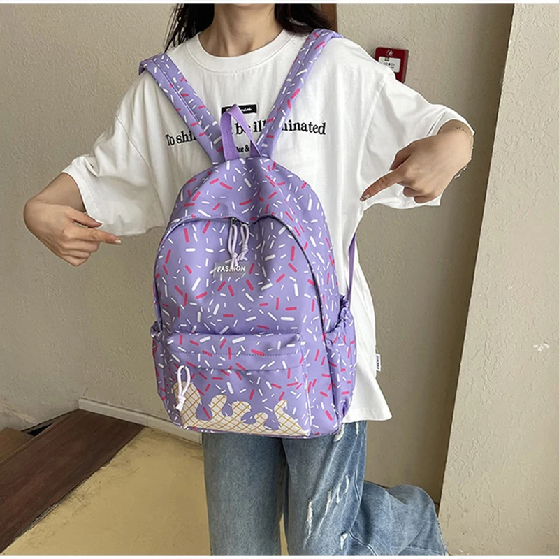 Schülerrucksack, Ice Cream Korean Teenage Girls Sweet Cute Schultasche, leichte, geräumige College-Tasche, Tagesrucksack mit großem Fassungsvermögen – Detail 19