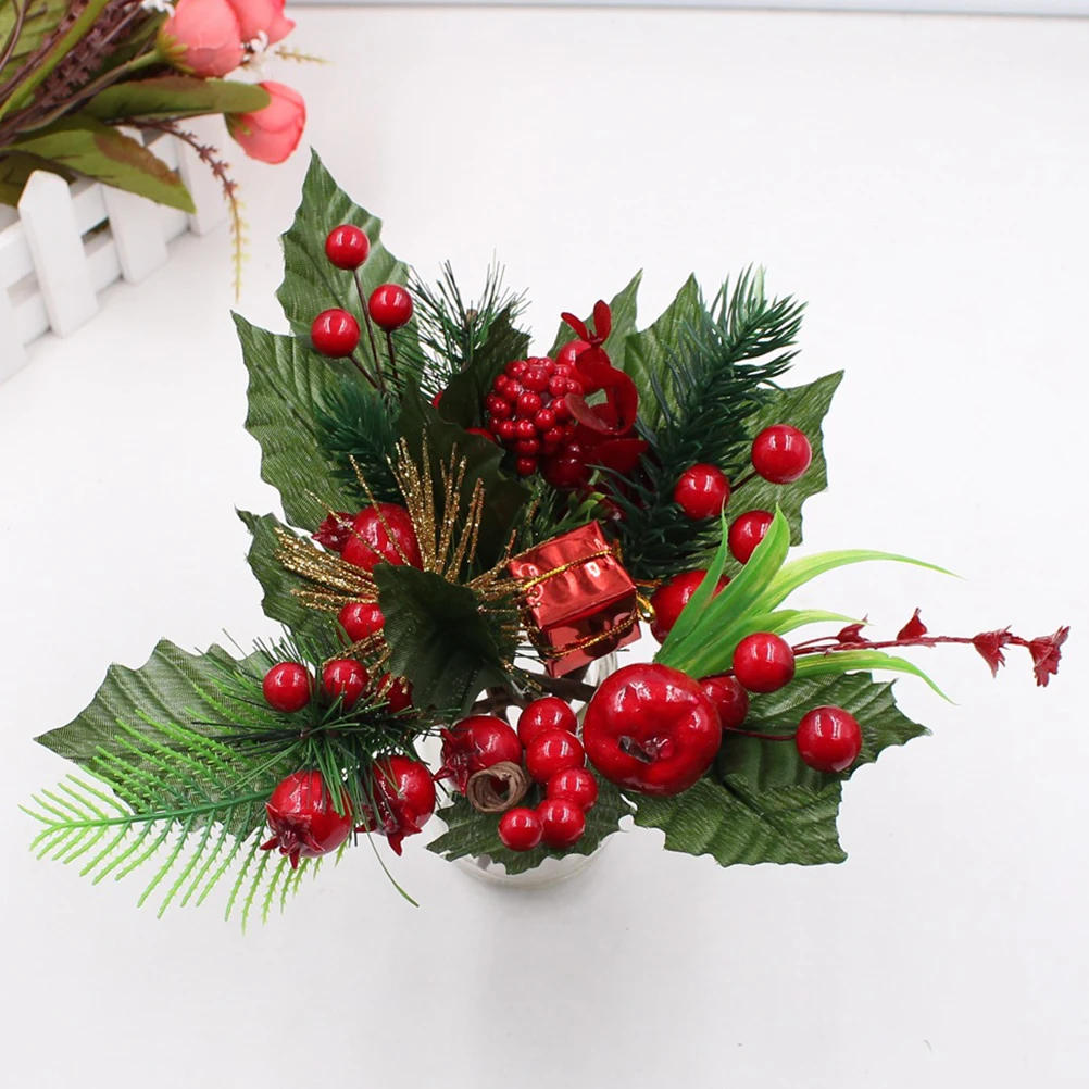 

9Pcs Christmas Berry Bouquet Realistic Fake Berry Bunch with Leaves for Home Decor Holiday Party Wedding Photography Artificial