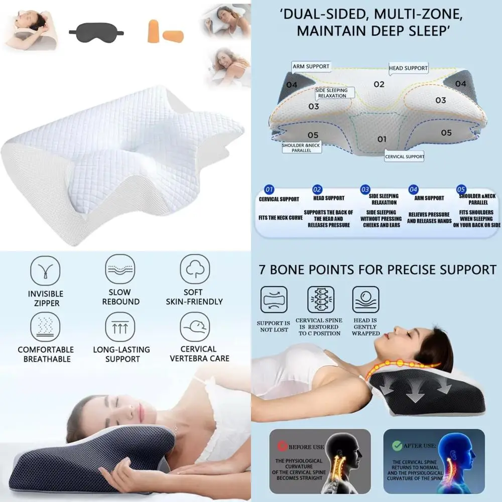 

Ортопедическая подушка из пены с эффектом памяти для боли в шее и комфорте: дизайн 2-в-1 для улучшенной поддержки и облегчения.