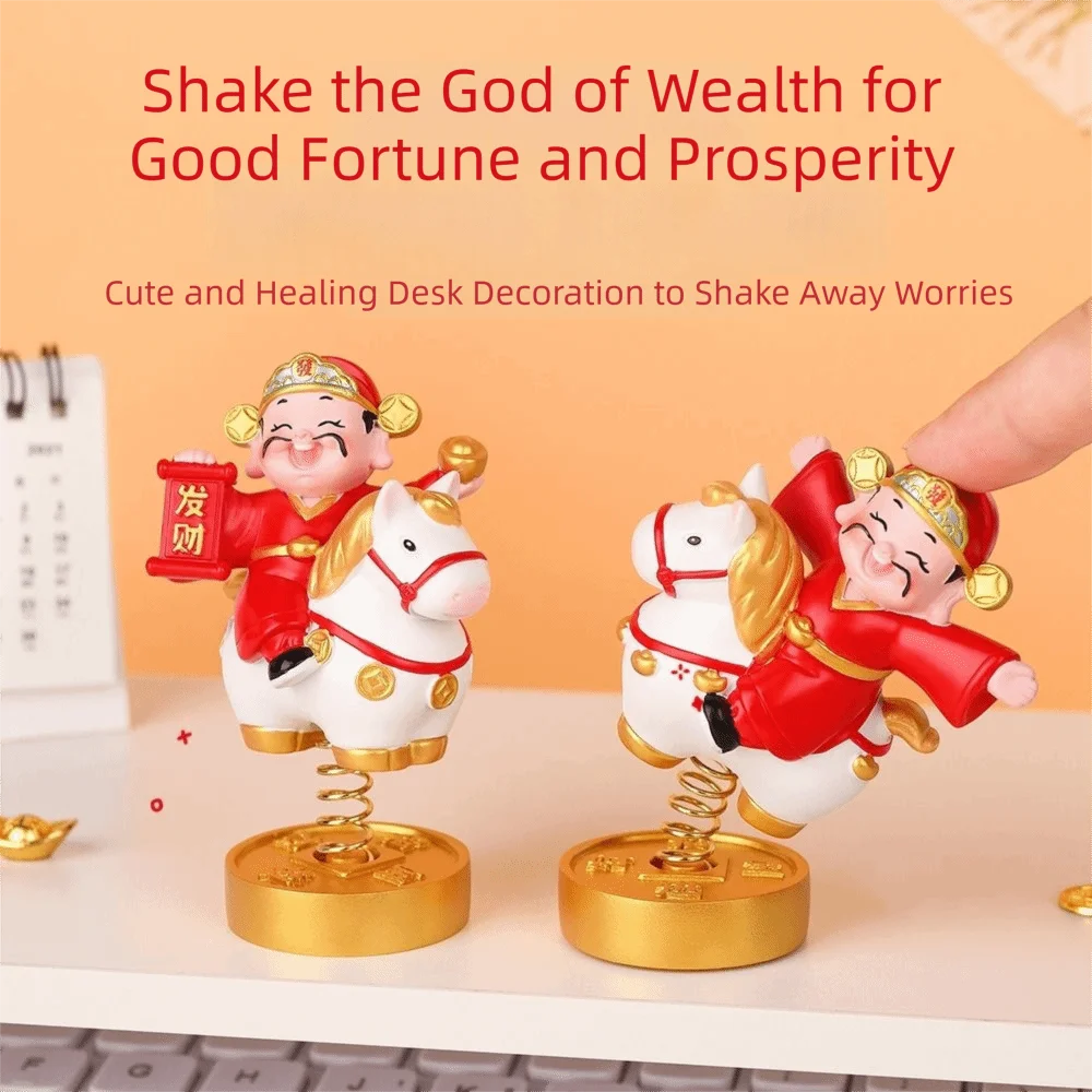 

Resin 2026 Horse Year Figurines Chinese Style Mascot Rocking Horse Ornament Blessing Year of The Horse God of Wealth Figurine