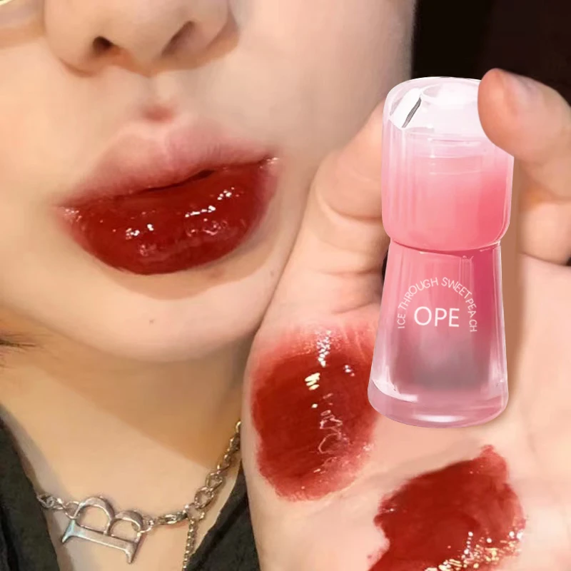 ミラーリップグロス - 高光沢ガラス効果、べたつかず保湿、長持ちするツヤのあるリップステイン、韓国風ジューシーリップ