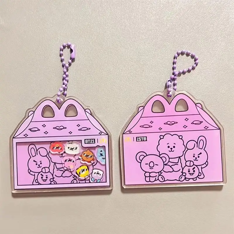 New Bt21 Keychain Pendant Popular Cartoon Tata Cooky Acrylic Shake Fighter 6-6Cm Toy Pendant Keychain Accessories Boy Girl Gift