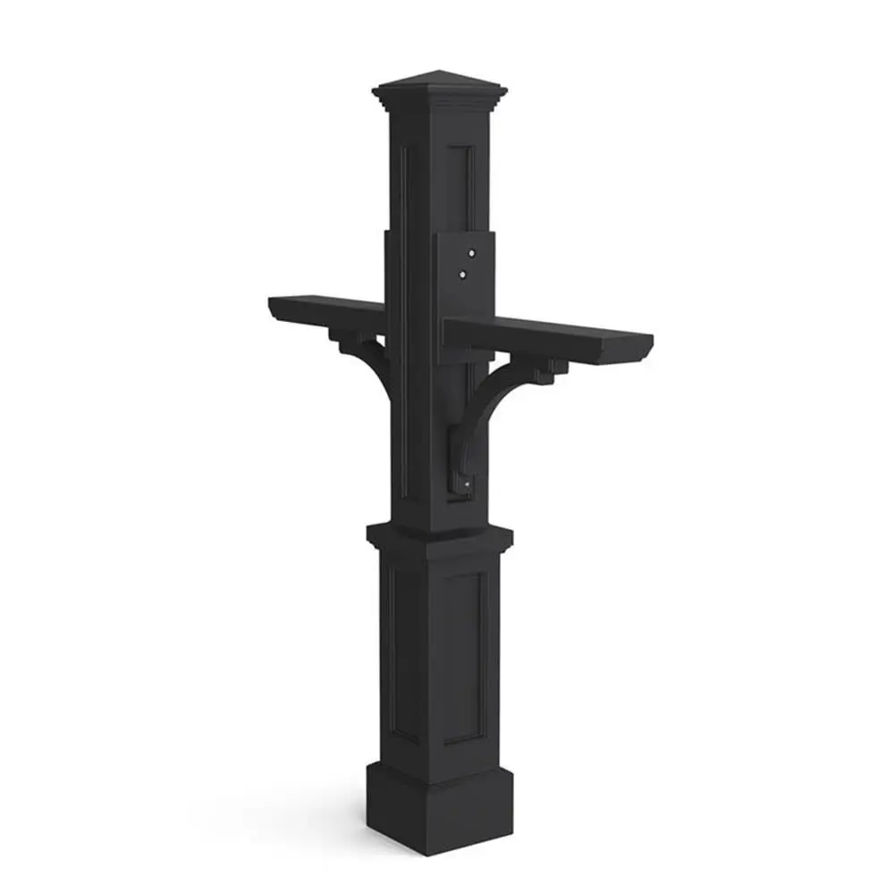 

Contemporary Double Plastic Mail Post, 56.5 H x 41 W x 8 D, Black Finish, UVResistant Polyethylene Resin, Decorative Sleeve wit
