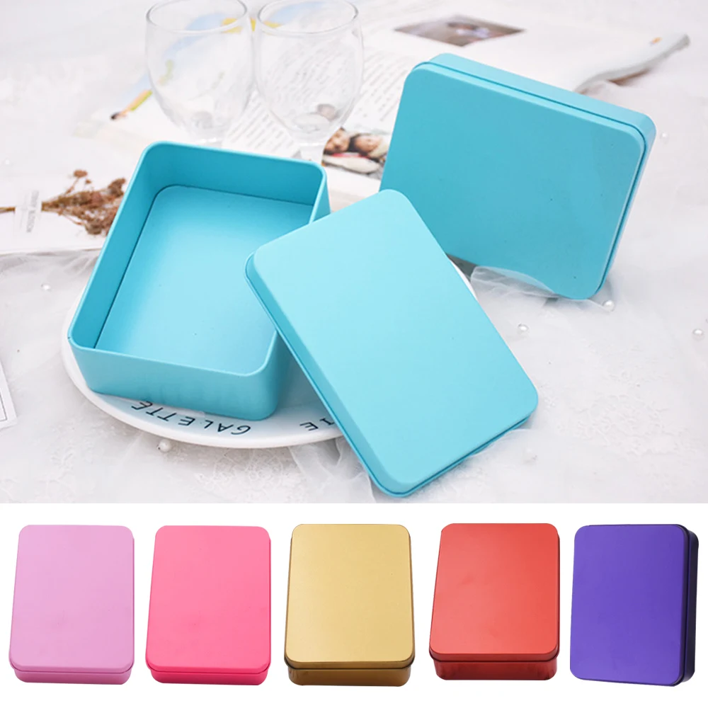 Metal Rectangular Mini Tin Box Empty Tinplate Push Storage Cases Candy Pill Bins Jar Hinged Containers Multifunctional Gift Box