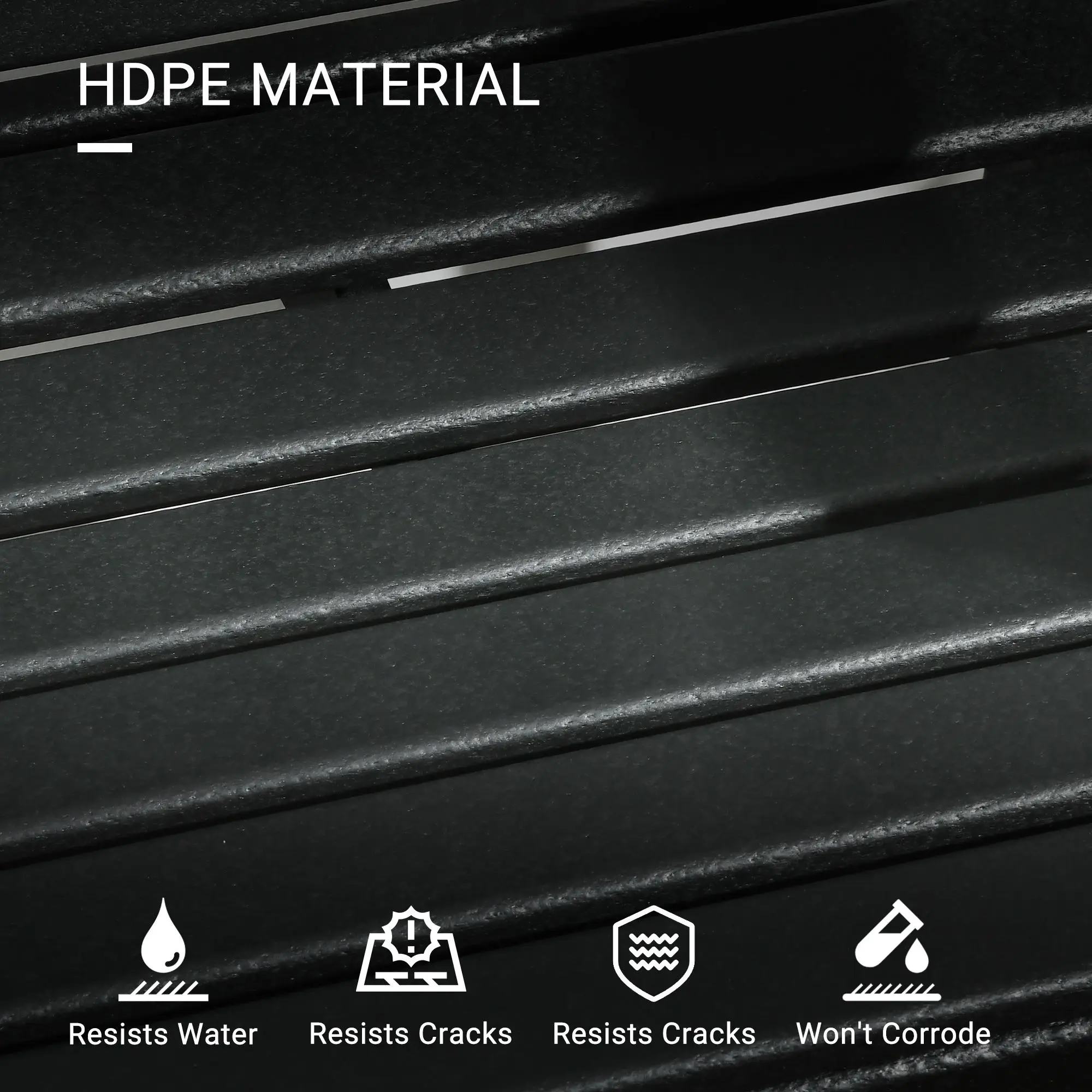 ل Outsunny 2 قطعة HDPE كرسي للاستعمال الخارجي مجموعة كراسي حديقة سوداء مع مساند للذراع شرائح الظهر للفناء في الحديقة بجانب حمام السباحة