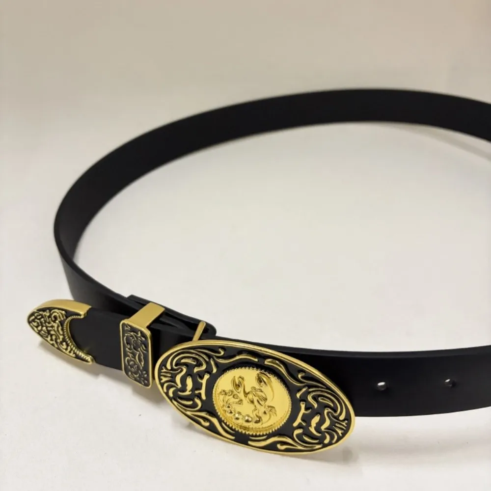 

Модный роскошный женский ремень с гравированной пряжкой, регулируемый металлический ремень с пряжкой-карабином, кожаный ремень для платьев