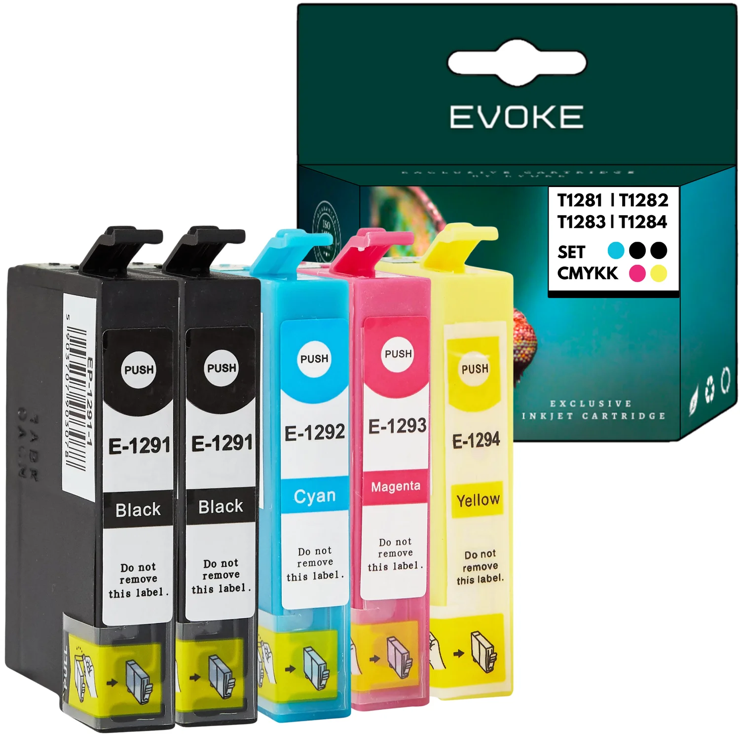 Evoke compatibele inkt voor Epson T1291 T1292 T1293 T1294 1291-1294 129XL 5X:2X K/C/M/Y B42Wd Bx305F Bx305Fw Bx320Fw Bx630Fw Bx525Wd Bx535Wd Bx625Fwd Bx635Fwd Bx925Fwd Bx935Fwd; Sx230 Sx235W Sx420W
