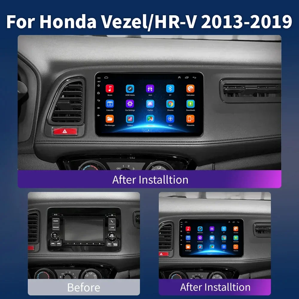 for Honda HRV H RV Vezel XRV 2013- 2018 2 Din Car Radio Android 12 Carplay Multimedia Video Player Auto GPS Stereo Screen NO DVD