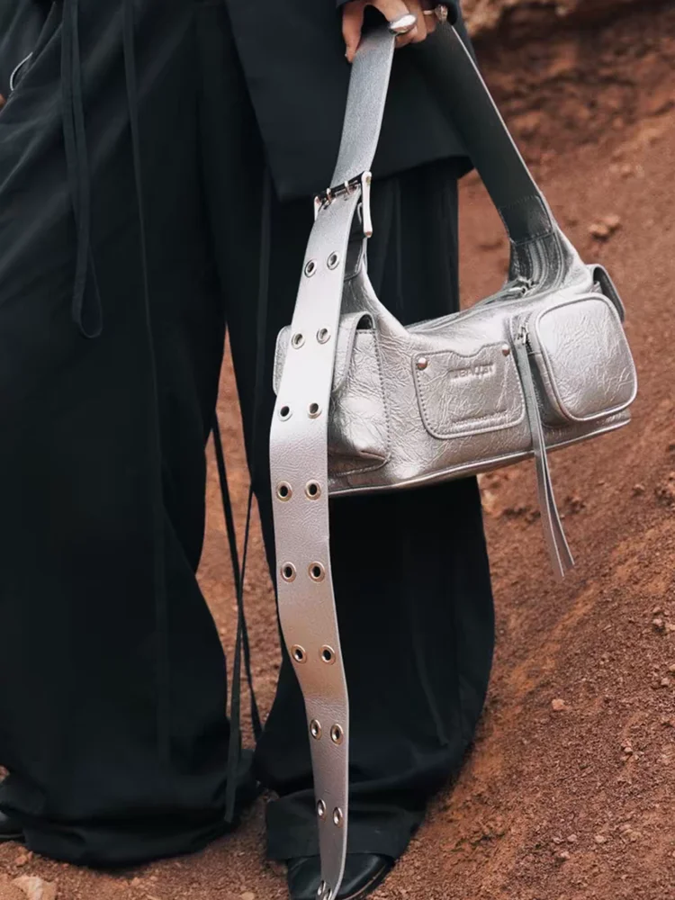 Fashion Niche Unique Design Bag Women Genuine Leather Lady Underarm Shoulder Crossbody Bag Real Leather Tote Commuter bag Cool