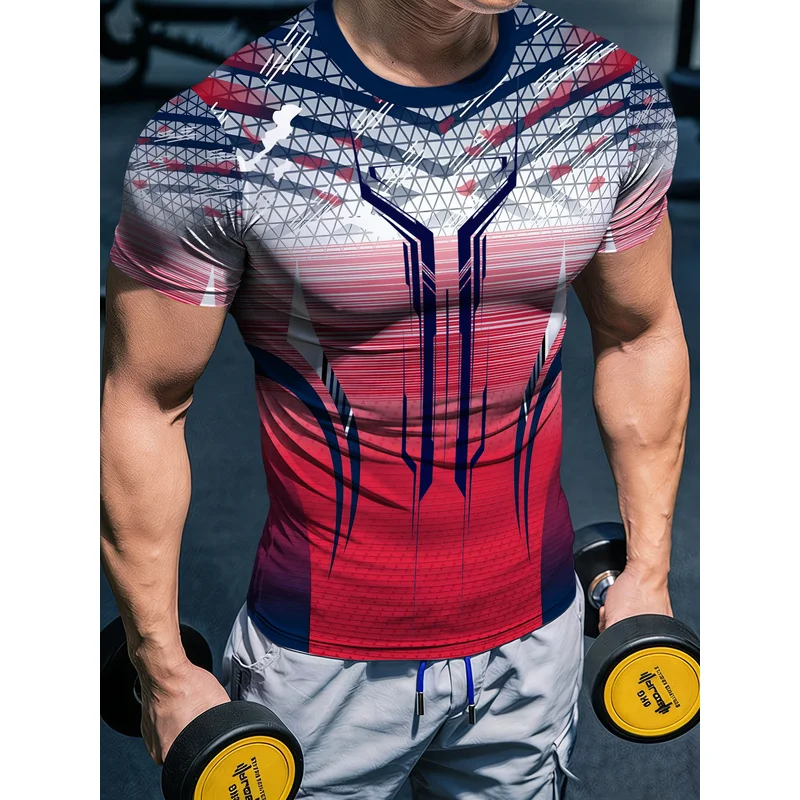 Red Edge Competition Men's Body Hugging Training Base Layer Compression Printed T Shirt Breathable Quick Dry Crew Neck Short