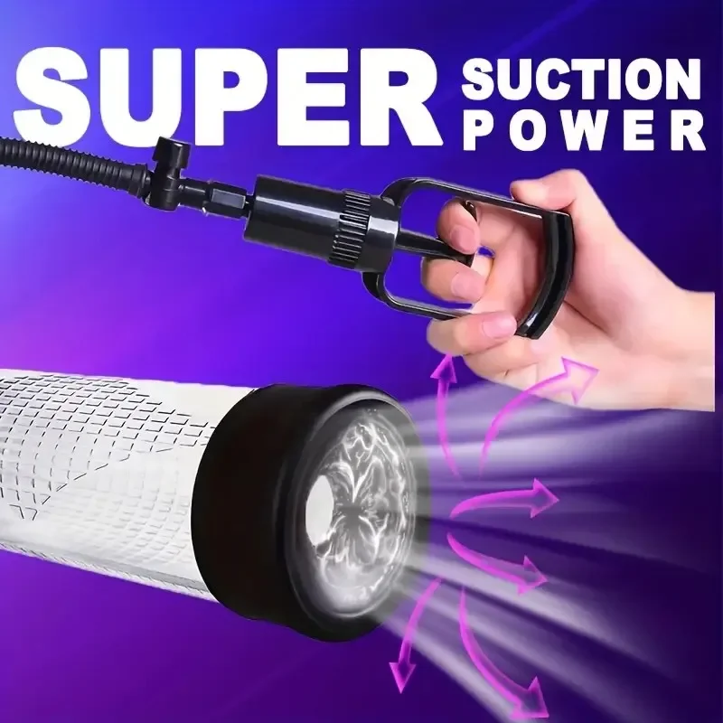 1 قطعة مضخة تفريغ القضيب دليل القضيب تمديد مضخة الضغط جهاز الكبار الذكور اللعب مع أكمام شفط مضخة القضيب اليدوية للبالغين