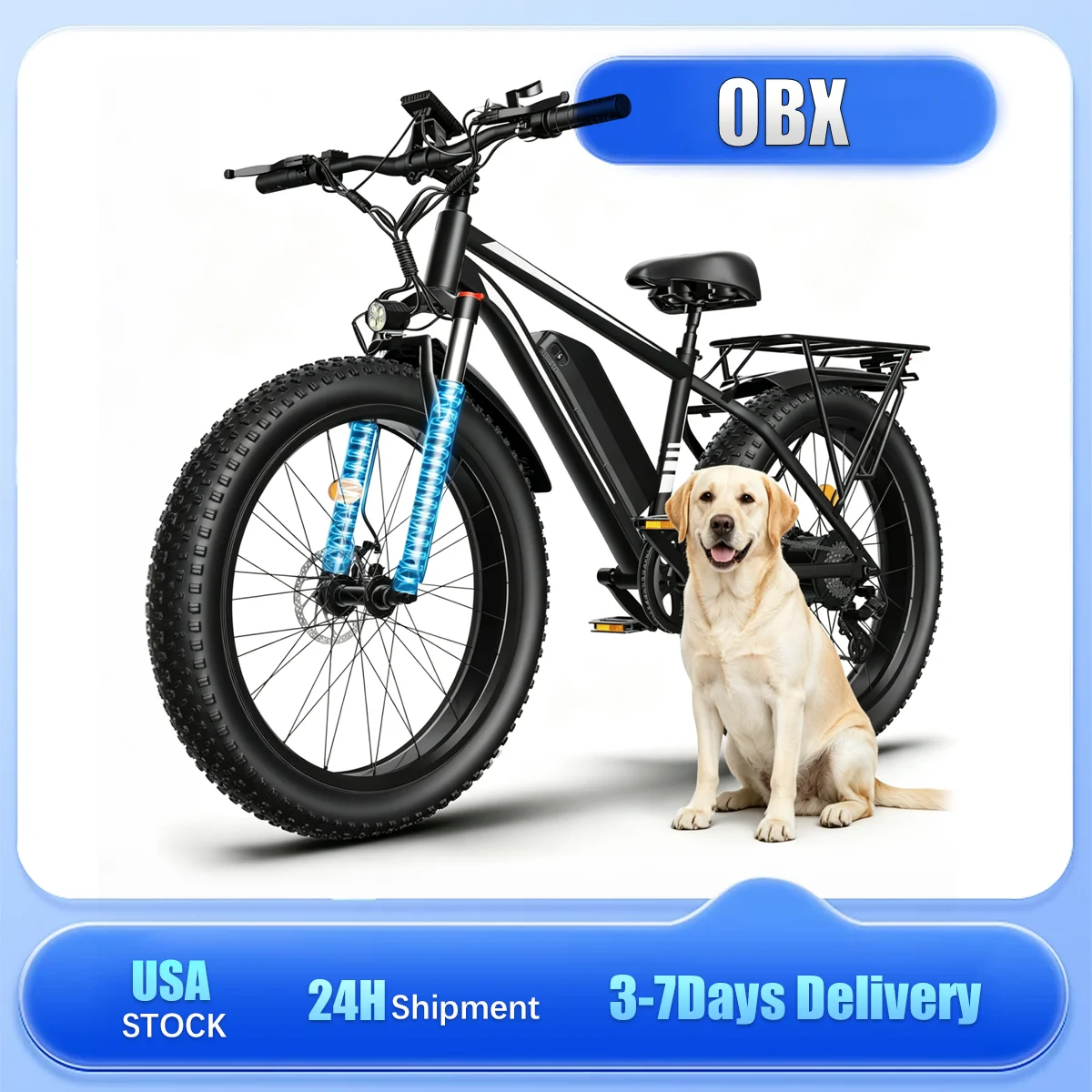 OBX 26'' Fat Tire Electric Bike for Adults 48V 15Ah Battery 1000W Motor (Peak 1500W) 25-30MPH Fast Mountain Ebike for Snow & Beach