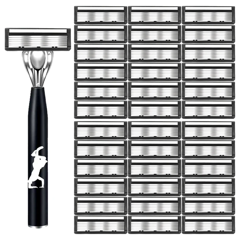 

1 Handle + 3/6/12 Blades/ Men Women Manual Safety Razor 6-Layer Stainless Steel Hair Removal Shaving Replaceable Shaver Head