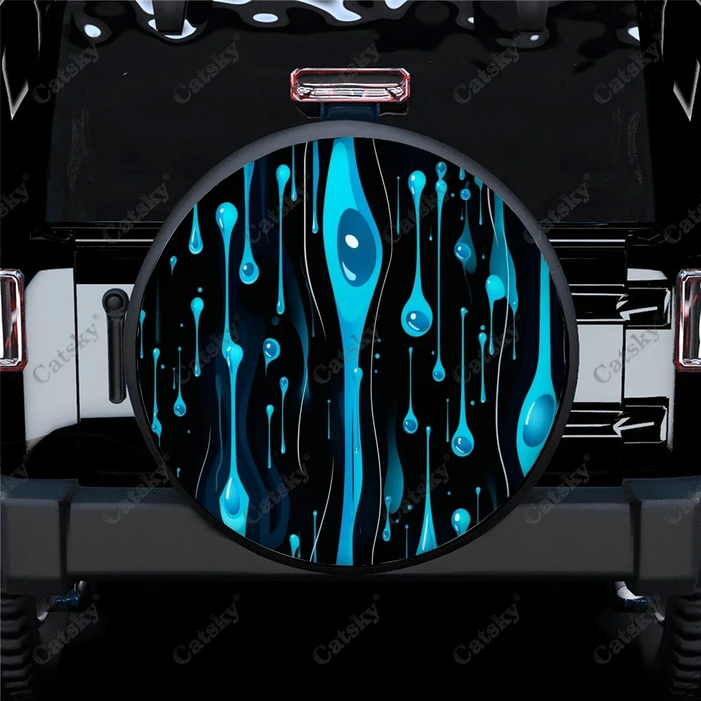 

Water Droplets Geometry Pattern Polyester Universal Spare Wheel Tire Cover Custom Tire-Covers for Trailer RV SUV Truck Camper