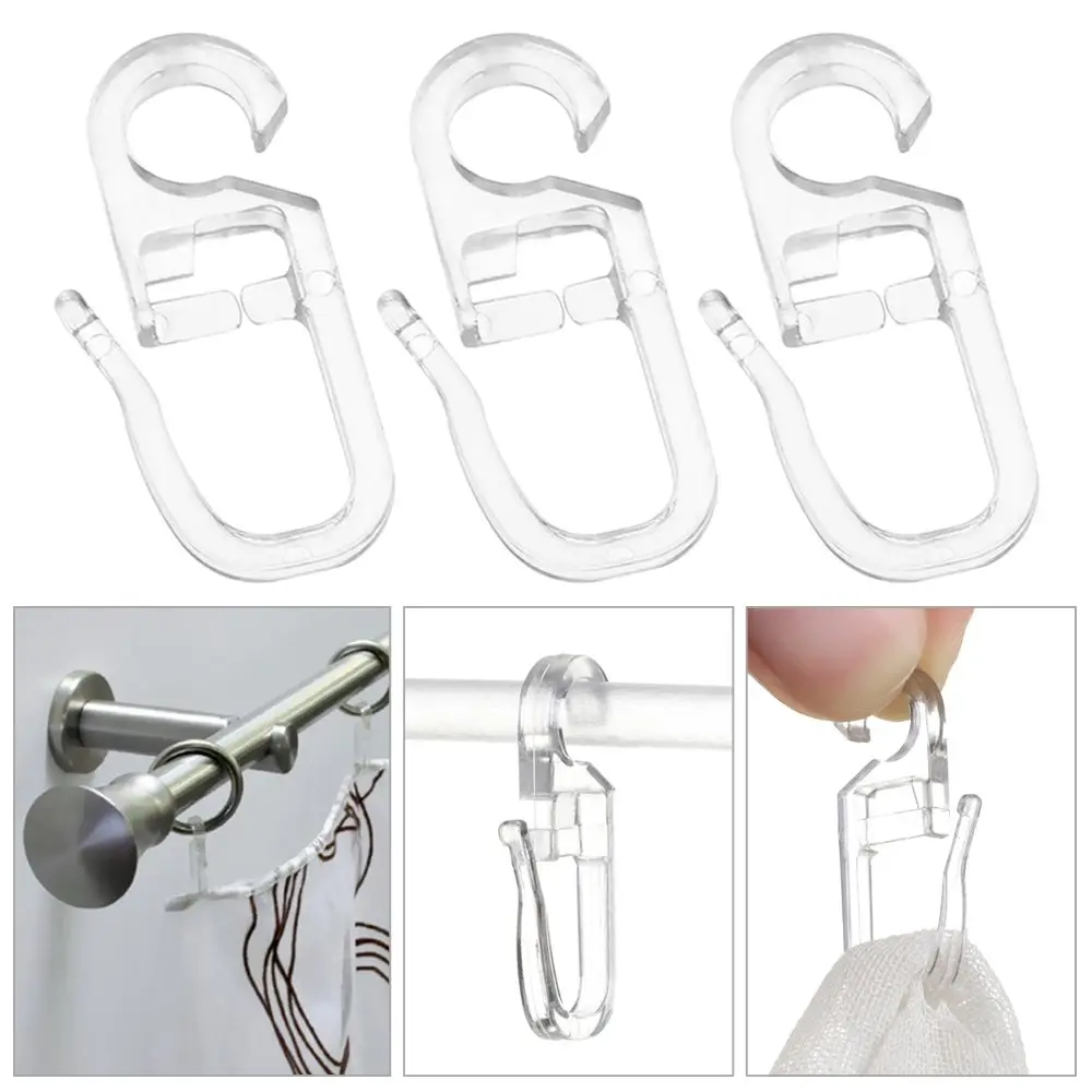 Plastic Curtain Hooks Universal Wall Ring Sliding Hook Curtains Fixing Holders Durable Curtains Accessories Home Decor