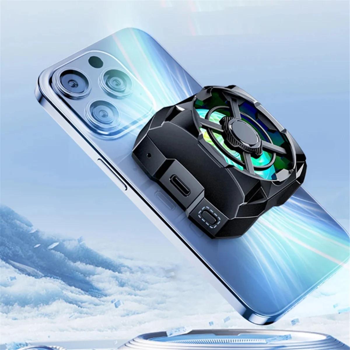 A14M Portable Rechargeable Phone Cooler 3 Speeds Adjustable Wireless Magnetic Mobile Phone Radiator with Light for All Phones