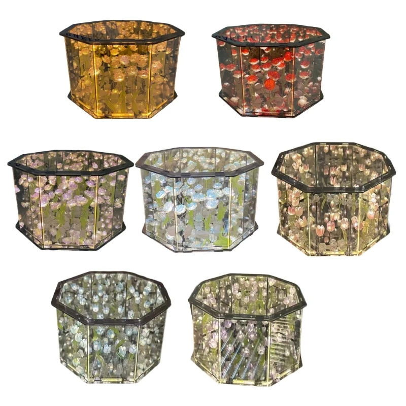 Yatak odası gece lambası DIY küp ayna lambası laleler küp gece lambası DIY Set yapımı yatak odası lambası zanaat özel için