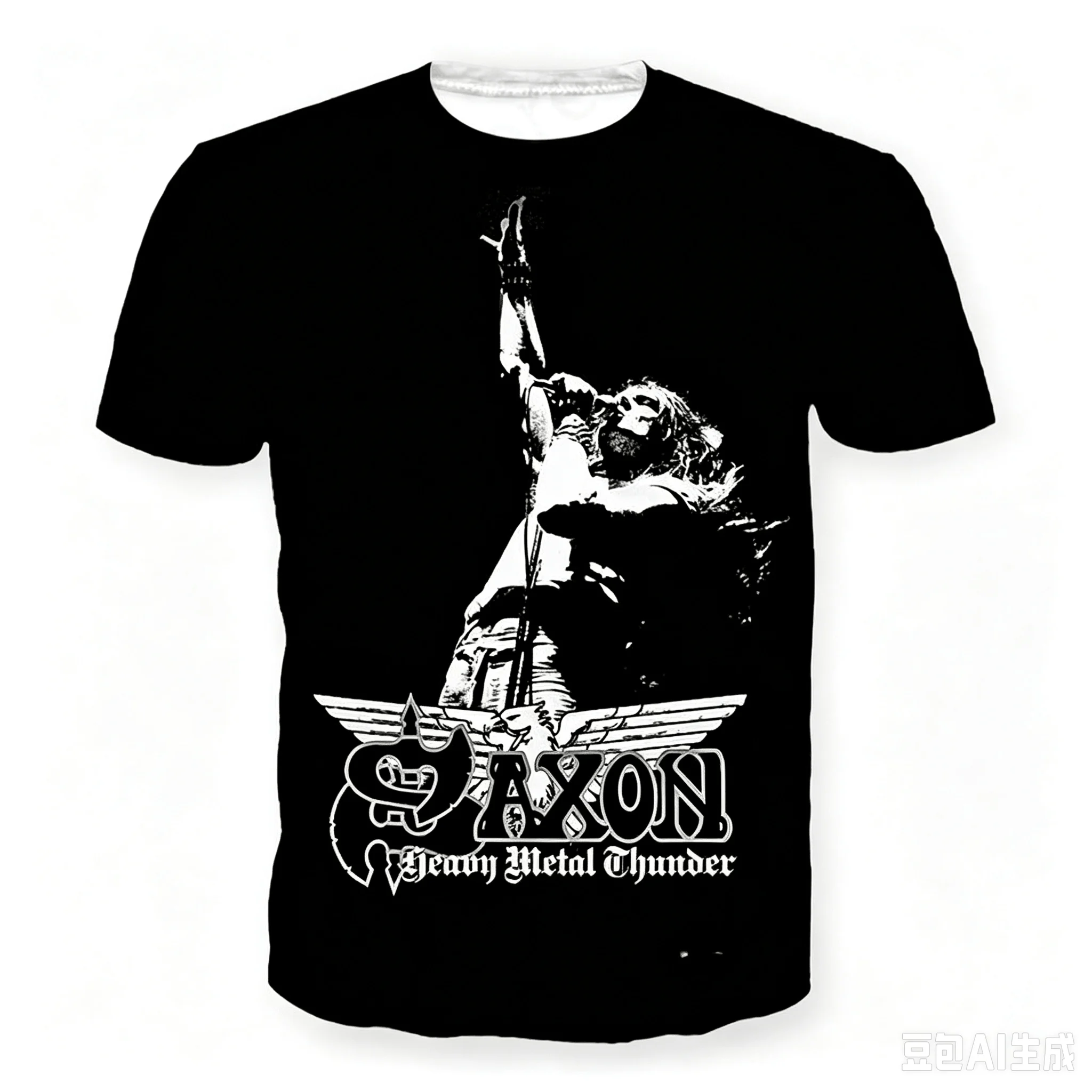 Saxon 3D Print Sport Quick-dry Breathable Men T-shirt Hip-hop Heavy Metal Punk Rock Band Street Casual Fashion Short-sleeve Top