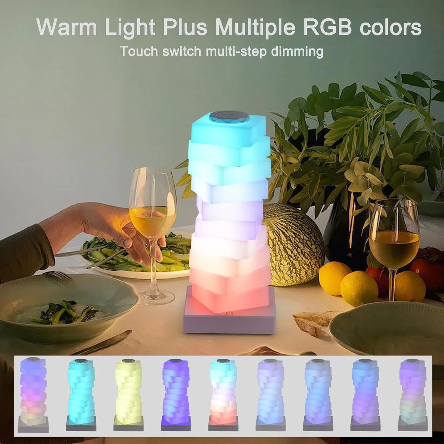 RGB Touch Table Lamp Color Changing Night Light Rechargeable Bedroom Desk Ambient Light for Bedroom Living Room Home Decor