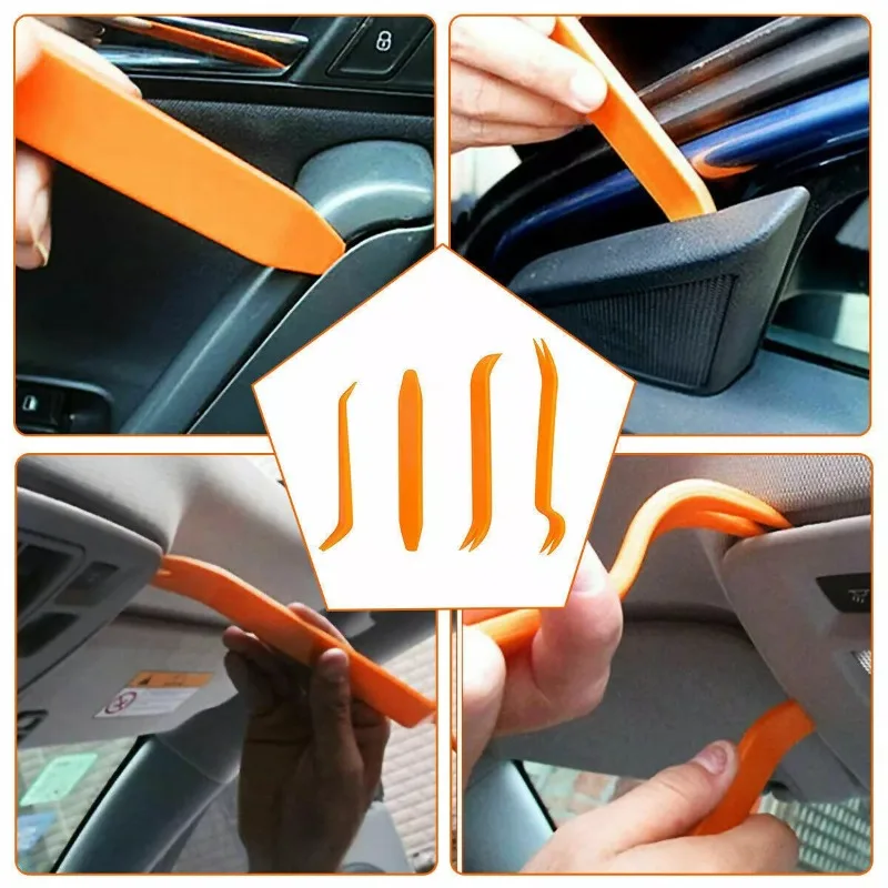 100pcs HE26 Cars Interior Decroation Panel Fixing Clip Bumper Fastener Retainer Clips With 4pcs Orange Handle Fix Clipiver Sets