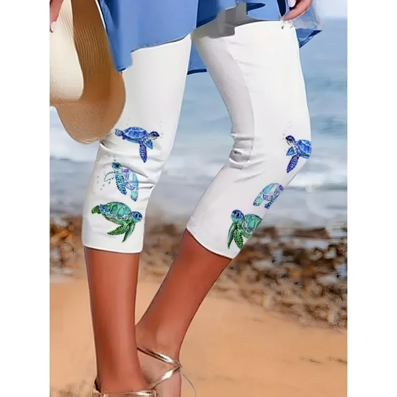 

Beach Print Seven-Foot Pants 3D Print Casual Loose-Fit Bottoms for Women Spring Neutral Style Online And Offline Available