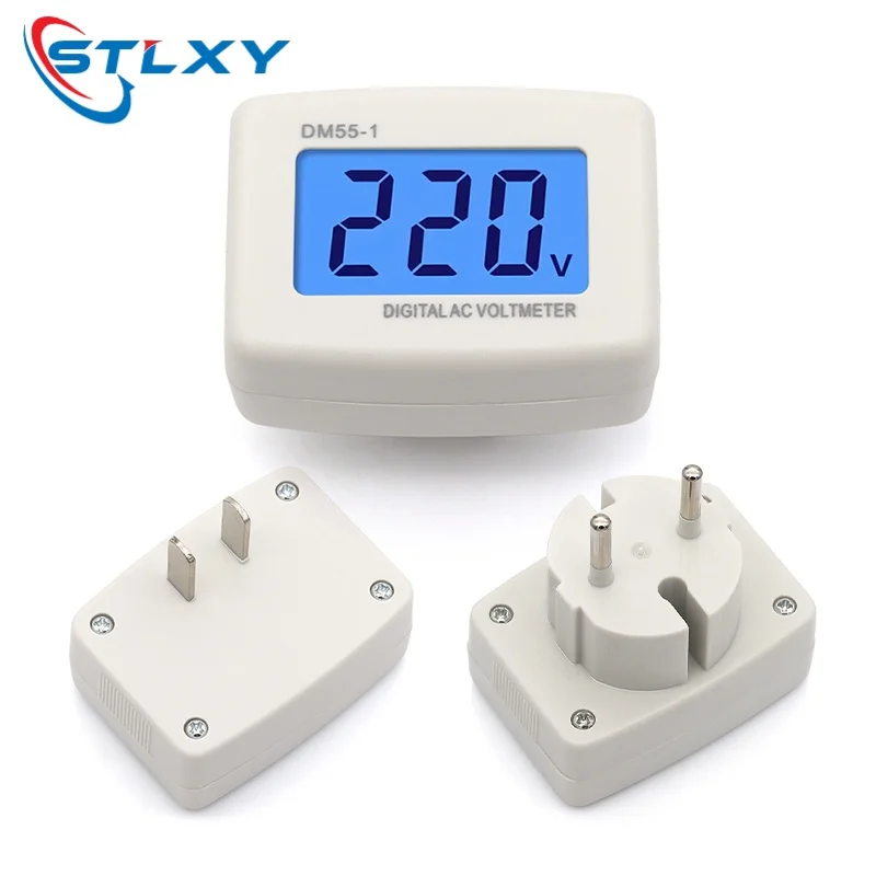 Stlxy DM55-1 LCD Digital Voltage Meter AC 110V 220V Plug In Voltage Detector Wall Socket Voltage Display Module