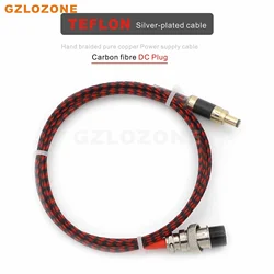 1.2M Carbon Fiber DC Plug Silver Plated Wire Linear Power Supply Gold-plated GX16-2PIN To DC Plug Cable 3513/4017/5521/5525