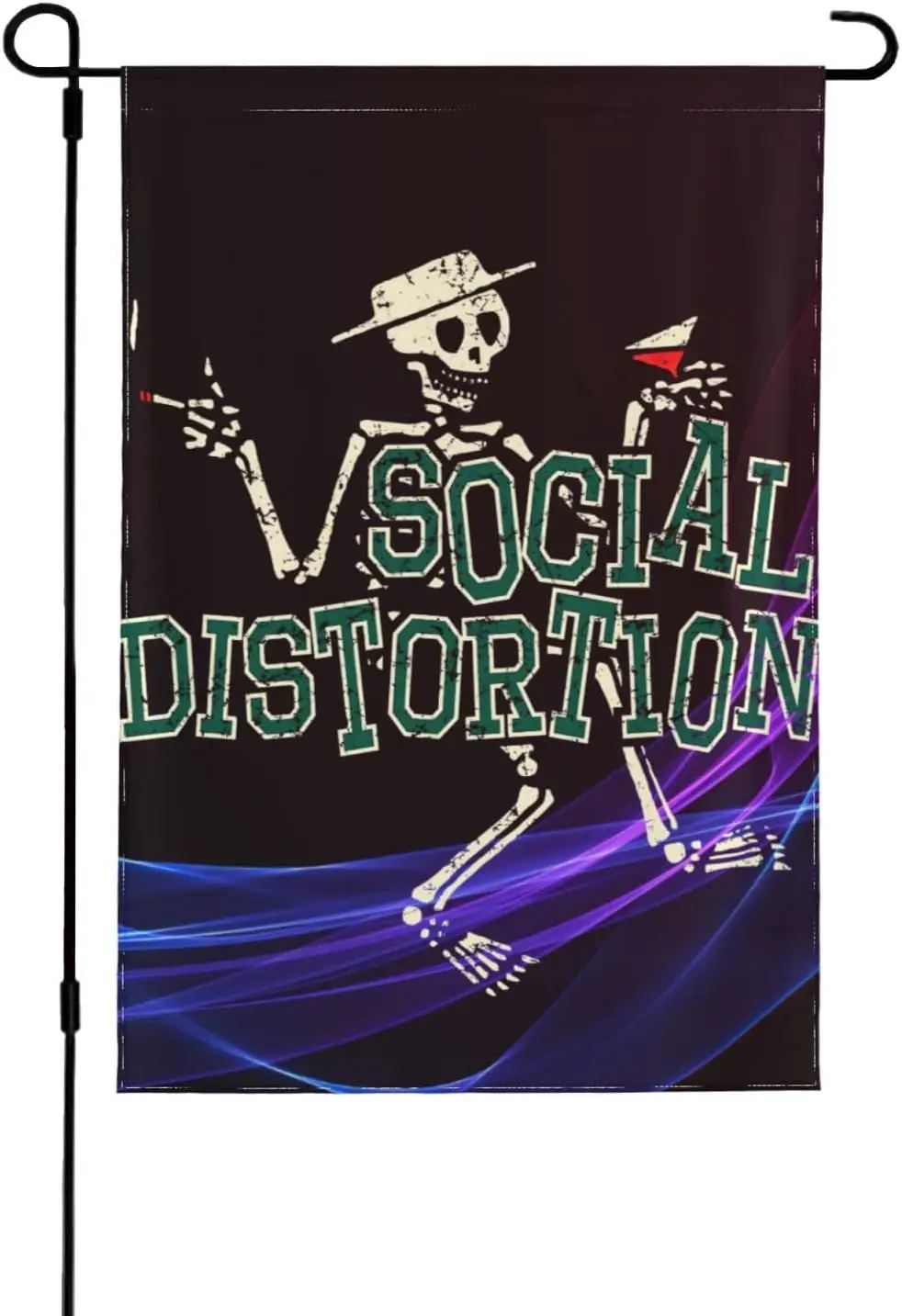 Social Punk Rock Distortion Garden Flags Yard Flag Seasonal Flags Double Sided Vintage Outdoor Flags Garden Decor for Balcony Ho