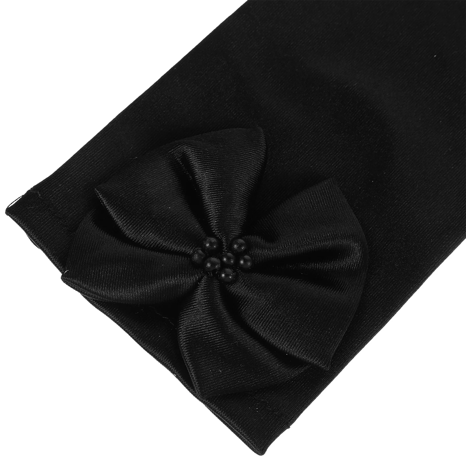 

1 Pair Dress Gloves Elbow Length Satin Black Bow Flower Gloves Warm Stretchy For Wedding Party Bridal Accessories