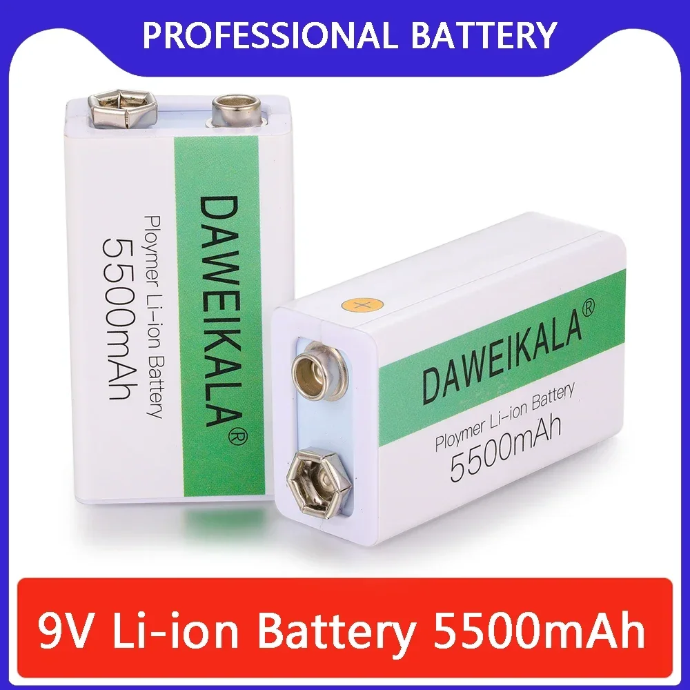 

9V battery 5500mAh li-ion Rechargeable battery Type-C Battery 9v for Multimeter Microphone Toy Remote Control fast charging